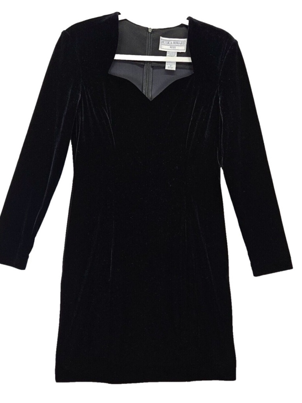 Women's Vintage Jessica Howard Black Velvet Sweetheart Dress  Size 8 S/M